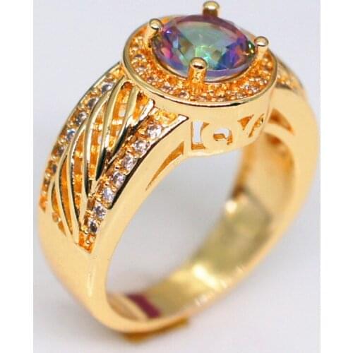 Luxury Female Vintage Retro Engagement Rings Fashion Yellow Gold Filled Jewelry Promise CZ Stone Rings For Women Ladies Gift