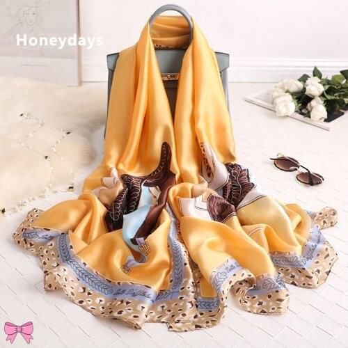 Luxury Brand 90*180cm Natural Floral Designer Womens Satin Scarfs Travel Warm Shawl Womens Bandana Chiffon Stole Silk Shawl