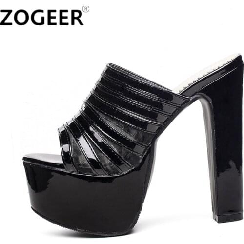 Plus Size 48 New Sexy Slippers Women Extreme High Heels Sandals Luxury Platform Summer Shoes Woman Flip Flops Black White