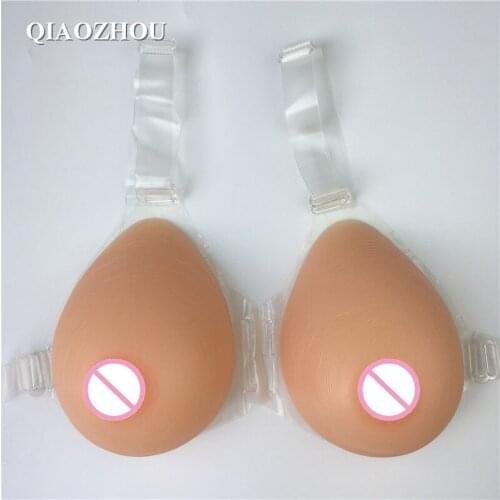 800 g 80C 85C teardrop silicone breasts with bra straps drag queen crossdressing fake breast form boob