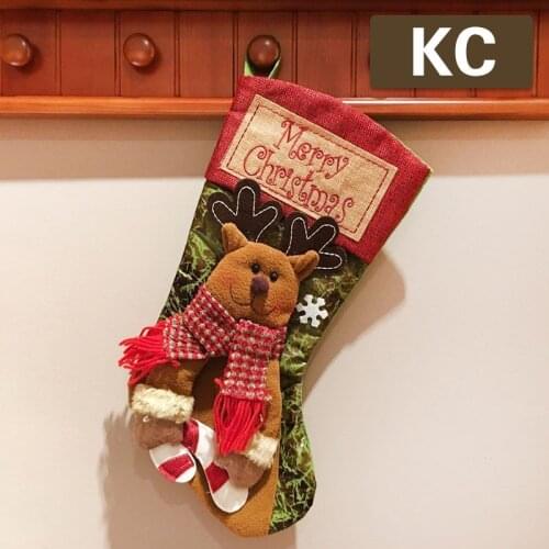 Super Bigger New Year Christmas Stocking 50cm Long Christmas Super Gift Bags Fireplace Decoration Socks Candy Holder
