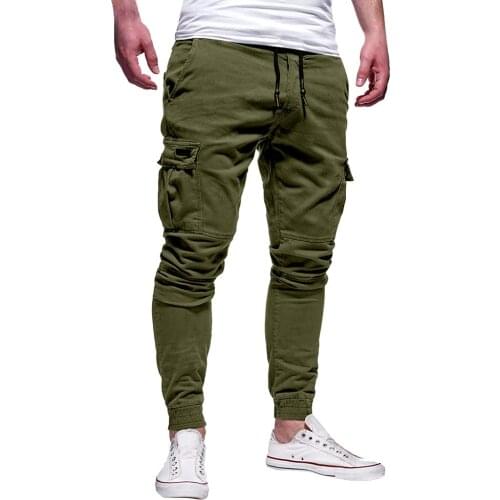 Jogging pants men 2021 Solid Color Overalls Casual Pocket Sport Work Casual gyms Trouser bodybuilding Pants Mens Clothing 2021