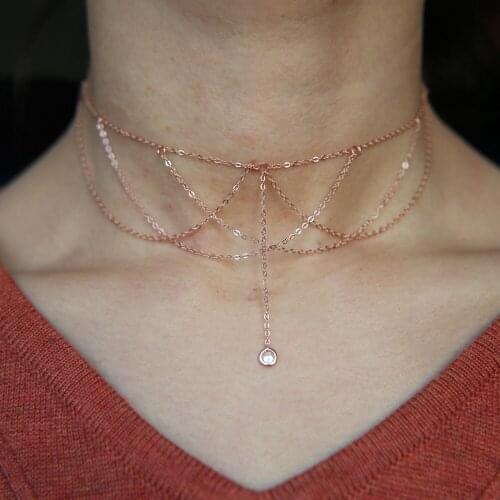 Romantic tassel chain choker wedding engagement gift jewelry 925 sterling silver women necklaces