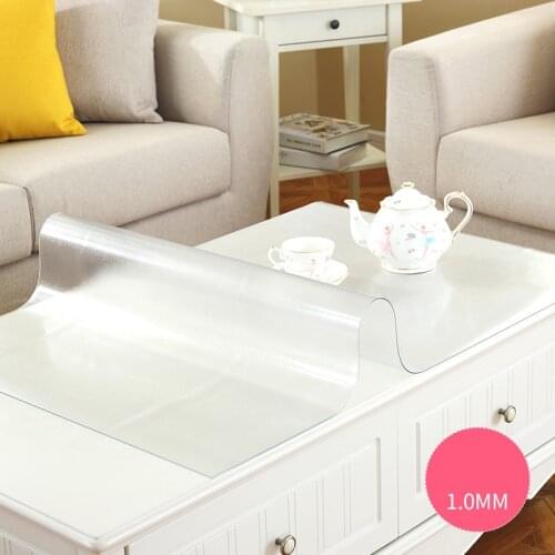 1.0mm Thick Transparent PVC Table Cloth Flower Table Cover Protector Desk Pad Soft Glass Dining Top Table Cloth Plastic Mat Pads