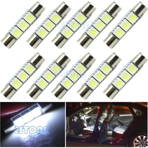 1Pcs T6 3-SMD 5050 White LED Bulbs For Car Sun Visor Vanity Mirror Fuse Lights #1