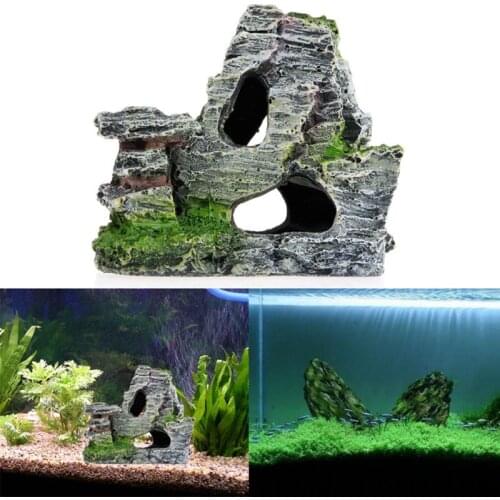 1 Pc Mountain View Aquarium Rock Cave Tree Bridge Fish Tank Ornament Rockery Decoration