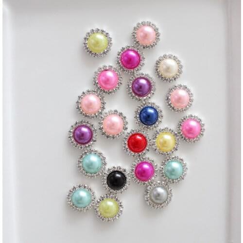 16mm pearl rhinestone button wedding embellishment headband DIY accessory flatback environmental protection plating 1000pcs/lot
