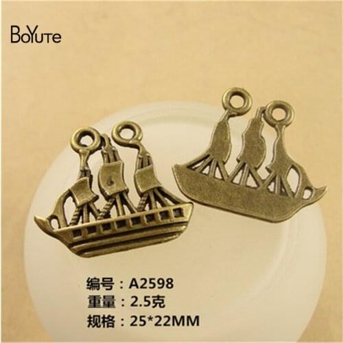 BoYuTe (50 Pieces/Lot) 25*22MM Alloy Sailing Boat Charms Antique Bronze Plated Metal Pendants Diy Bracelet & Necklace Jewelry