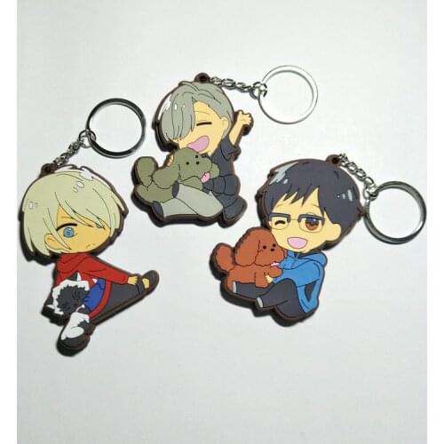 Cartoon yuri on ice PVC keychain charm Pendants Keyring Cosplay accessories Llavero Chaveiro Hot Sale Online 2 style 2017 retail