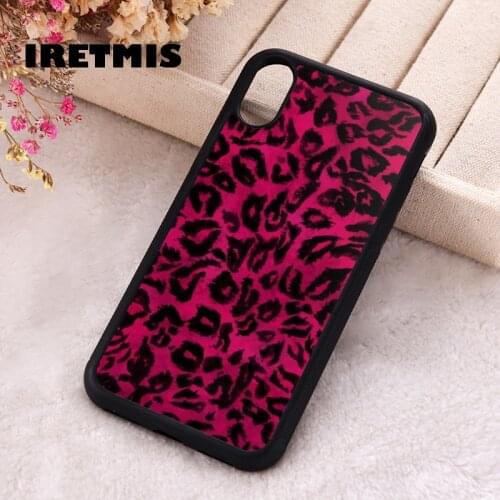 Iretmis 5 5S SE 2020 Phone Cover Case for iPhone 6 6S 7 8 Plus X Xs XR 11 12 Mini Pro Max Rubber Silicone Hot Pink Leopard