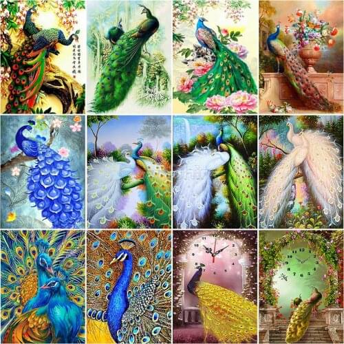 EverShine 5D Diamond Painting Full Square Animals Cross Stitch Diamond Embroidery Rhinestones Art Peacock Decoration For Home