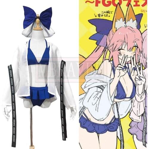 Fate/Grand Order FGO Tamamo no Mae Sexy Swimsuit Cosplay Costume Halloween Party Outfit Custom Made Any Size