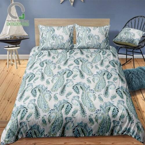 BOMCOM 3D Digital Printing Bedding Set Ornamental Watercolor Paisley Hand Drawn 3-Pieces Duvet Cover Sets 100% Microfiber Tiffan