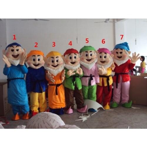 Seven Dwarfs Mascots Costumes Fancy Dress Adult Size Free Shipping