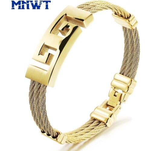 MNWT Fashion Cross Classic Stainless Steel Male Bracelet Man Gold Cable-wire Bracelets Style Bangles Christian Men Jewelry Gift