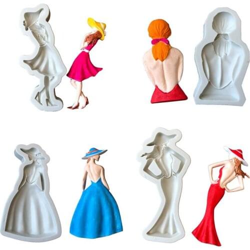 Fashionable Sexy Girl Shape Silicone Mold Cake Fondant Decorating Tools Diy Soft Clay Modeling Tool Silicone Concrete Molds