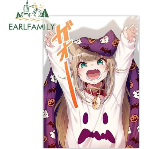 EARLFAMILY 13cm x 9.6cm Fine Car Assessoires for Kinako Neko Car Sticker Refrigerator Bumper Decal Waterproof Car Door Protector