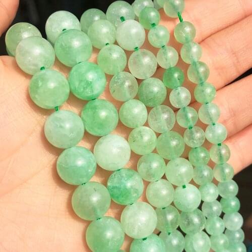 Natural Stone 6 8 10mm Green Australian Jades Loose Beads For Jewelry DIY Round Spacer Beads Making Bracelet Accessories 15