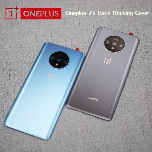 Original Back Glass Cover For OnePlus 7T Battery Cover Door One Plus 7T Rear Housing Case Panel Replacement Parts + Camera Lens