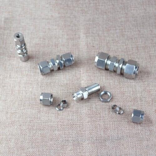 Bulkhead 1/8" 1/4" 3/8" 1/2" 3/4/6/8/10/12/14/16/18mm OD Double Ferrule Compression Union Connector 304 Stainless Steel