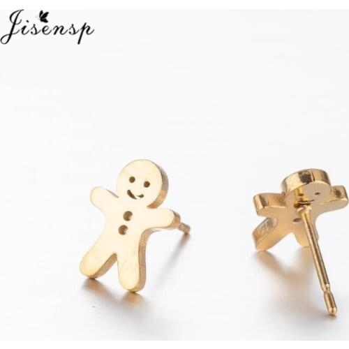 Jisensp Simple Fashion Cartoon Stainless Steel Earrings Lovely Paper Man Shape Stud Earrings for Women Girls Everyday Jewelry