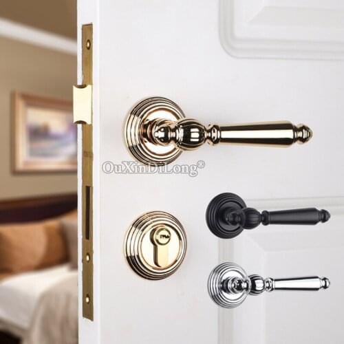 Top Luxury European Mute Mortise Door Lock Set Interior Living Room Bedroom Bathroom Silent Door Lock Kit for 35~50mm Doors