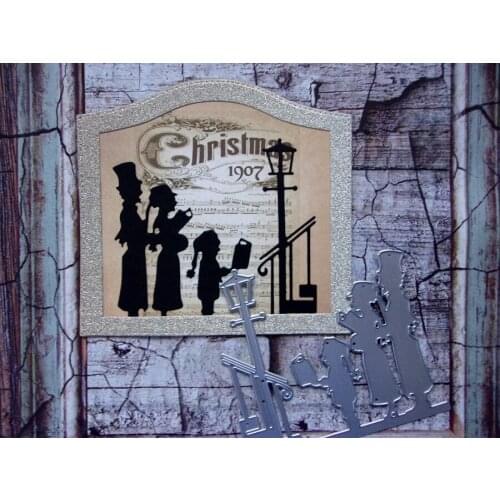 Merry Christmas Family Cutting Dies Carbon Steel Stencils for DIY Scrapbooking Cards Embossing album Craft Cut Die 100*93mm