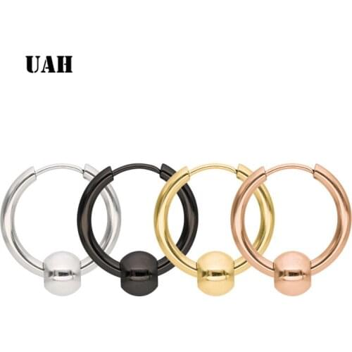 UAH Punk Gold Stainless Steel Hoop Earrings Huggie Simple Style Hoop Earring Circle Fashion Earrings for Women Man Jewelry