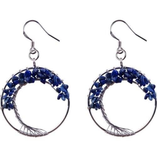 2019 Fashion Natural Stones 7 Chimera Life Tree Earrings 925 Womens Jewelry