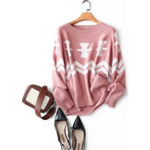 Autumn winter womens 100% cashmere pullovers european fashion brand elegant knitted loose casual sweater