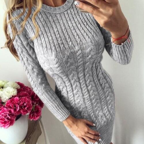 2021 New Autumn Winter Warm Sweater Dress Women Sexy Slim Bodycon Dress Female O neck Long Sleeve Knitted Dress Vestidos