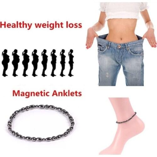 1PCS Weight Loss Round Black Stone Magnetic Therapy Bracelet Health Care Hematite Stretch Charming Bracelets Slimming Product