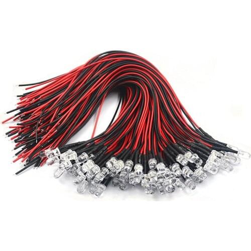 20PCS 3mm 5mm LED 12V 20cm Pre-wired White Red Green Blue Yellow UV RGB Diodo Lamp Decoration Light Emitting Diodes Pre-soldered