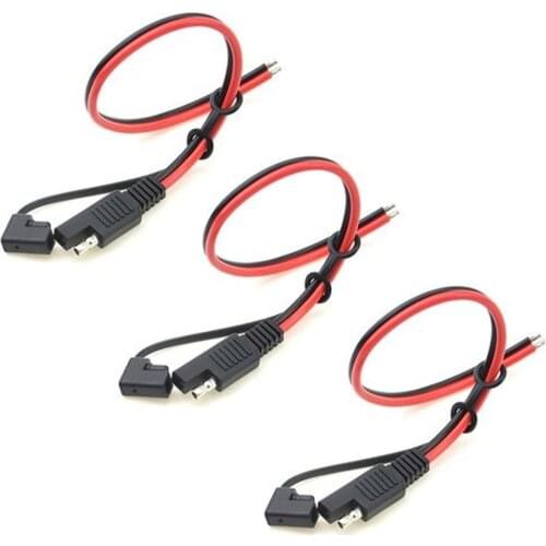 3PCS Heavy Duty SAE Extension Cable with SAE Waterproof Cover Cap 18AWG 30CM