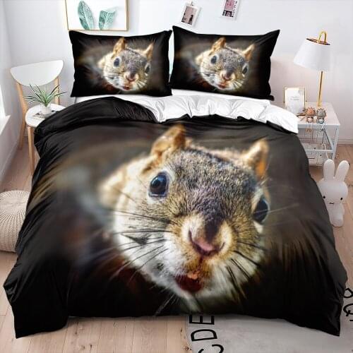 3D Duvet Cover Sets Bedding Set Quilt Covers Pillow Case Full Twin Single Double Size Squirrel White Animal Custom Home Textile