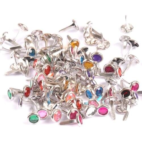 50PCs Mixed Rhinestone Round Brads Scrapbooking Embellishment Fastener Brads Metal Crafts For shoes Decoration 8.5X15mm CP1115