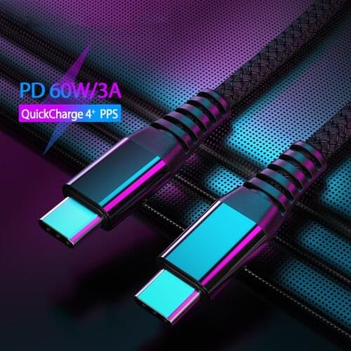 60W USB Type C To USB Type C Cable USB-C Quick Charger Wire Cord 4.0 USB C Fast Charging Cable For Samsung S20 Xiaomi 10 Macbook