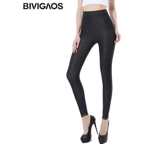 BIVIGAOS Women Cotton High Elastic Slim Jeggings Casual Skinny Jeans Leggings Plus Size Thin Leggings Pants Trousers For Women