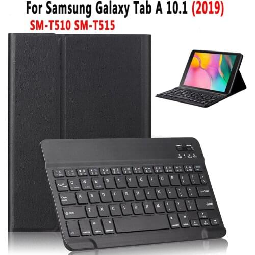 Bluetooth Keyboard for Samsung Galaxy Tab A 10.1inch 2019 SM-T510/T515 Colorful Backlit Wireless Keyboard with PU Leather Case