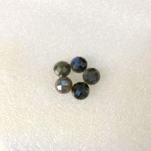 100% Natural Labradorite Bead Cabochn 8mm Faceted Round Gem Stone Cabochon Bead For jewelry making 5piece/pack