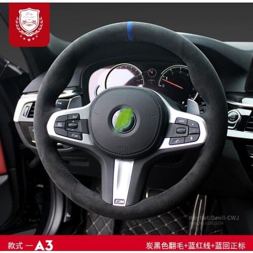 Real Alcantara steering wheel cover for BMW 1 3 5 7 Series X1 X2 X3 X5 X7 hand-stitch suede Suture Hand grip car accessories