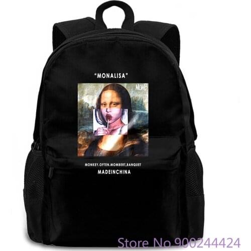 EFUNGAL Mona Lisa Printed Harajuku Hip Hop women men backpack laptop travel school adult student
