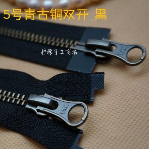 YKK zipper 5 metal green bronze double open zipper 60-120cm black - cardigan cardigan special