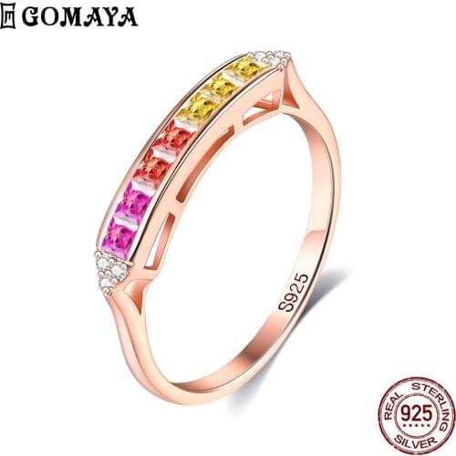 GOMAYA Round Ring For Women S925 Sterling Silver 4 Color Hollow Cubic Zirconia Rings Anniversary Gift To Wife Fine Jewelry New