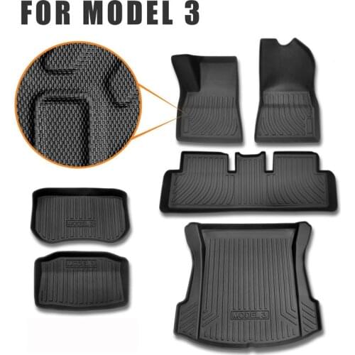 Floot Mats And Back Trunk Mats For Tesla Model 3 2019 2020 Car Rear Cargo Liner Rear Tray foot pad model3 Protective Mat