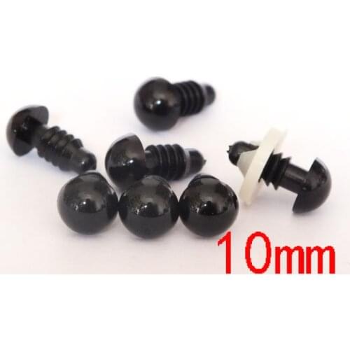 Plastic 10mm Round Eyeball Black Safety Eyes for Teddy Bear Puppet Animal Plush Toy Cartoon Doll Eyes