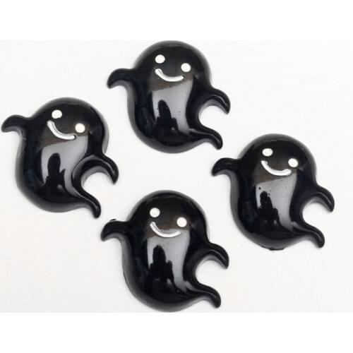 LF 20Pcs Mixed Resin Halloween Black Ghost Decoration Crafts Flatback Cabochon Embellishments For Scrapbooking Diy Accessories