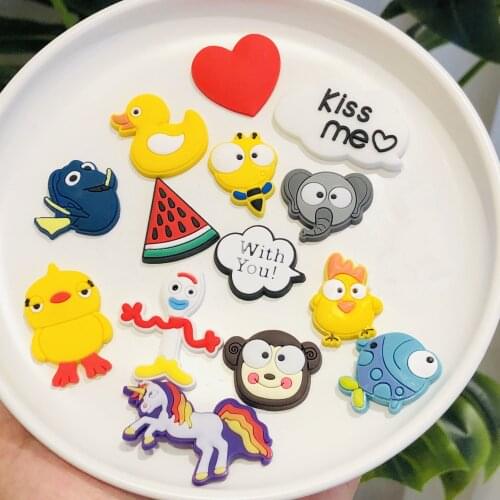 Hot Sales 50PCS Wholesale Mix Fish Duck Animal PVC Craft Flat Back Jewelry DIY Shoes Charms Embellishment Scrapbook For Kids