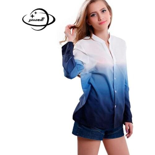 M-2xl Womens Shirts Spring Autumn Female Thin Blouse Clothing Long Sleeve Single Breasted V-Neck Thin Light Ladies Clothes Hy15