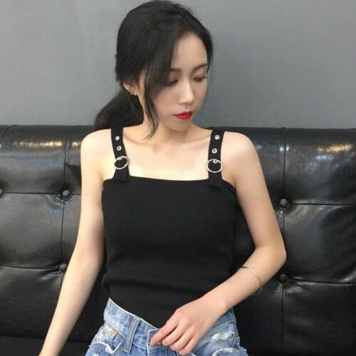 Spring Summer Women Ribbed Sleeveless Fit Crop Tank Knit Vest Top Blouse Korean Version of Versatile Slim Short Navel Exposed